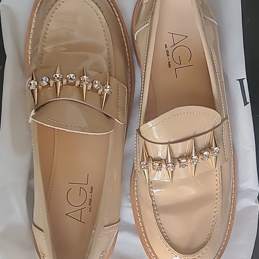 AGL pattern leather loafers